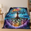Nordic Dream Tree of Life Symbol Totem Yggdrasil Flannel Blanket,Cozy Soft Throw Blanket for Home Bedroom Bed Sofa Cover Gift