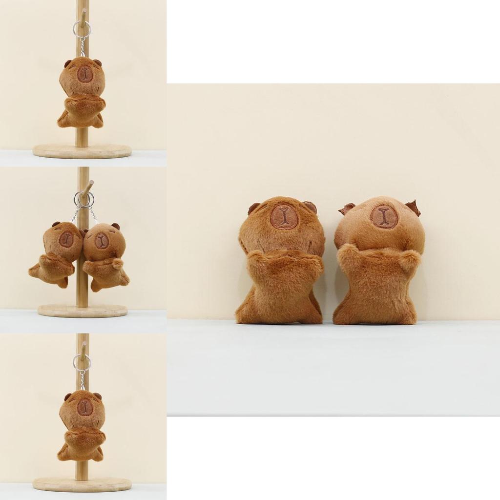 Cute Capybara Plush Toy Soft Short Velvet Animal Backpack Accessory For Kids
