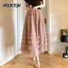 Tutu Cake Skirts Women Elegant Cascading Ruffles A Line Long Skirts Female Casual Elastic Waist Party Lace Skirt Faldas