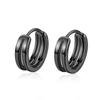 Многослойные круглые серьги-гвоздики черного серебристого цвета, панк-украшения, мужские серьги-кольца