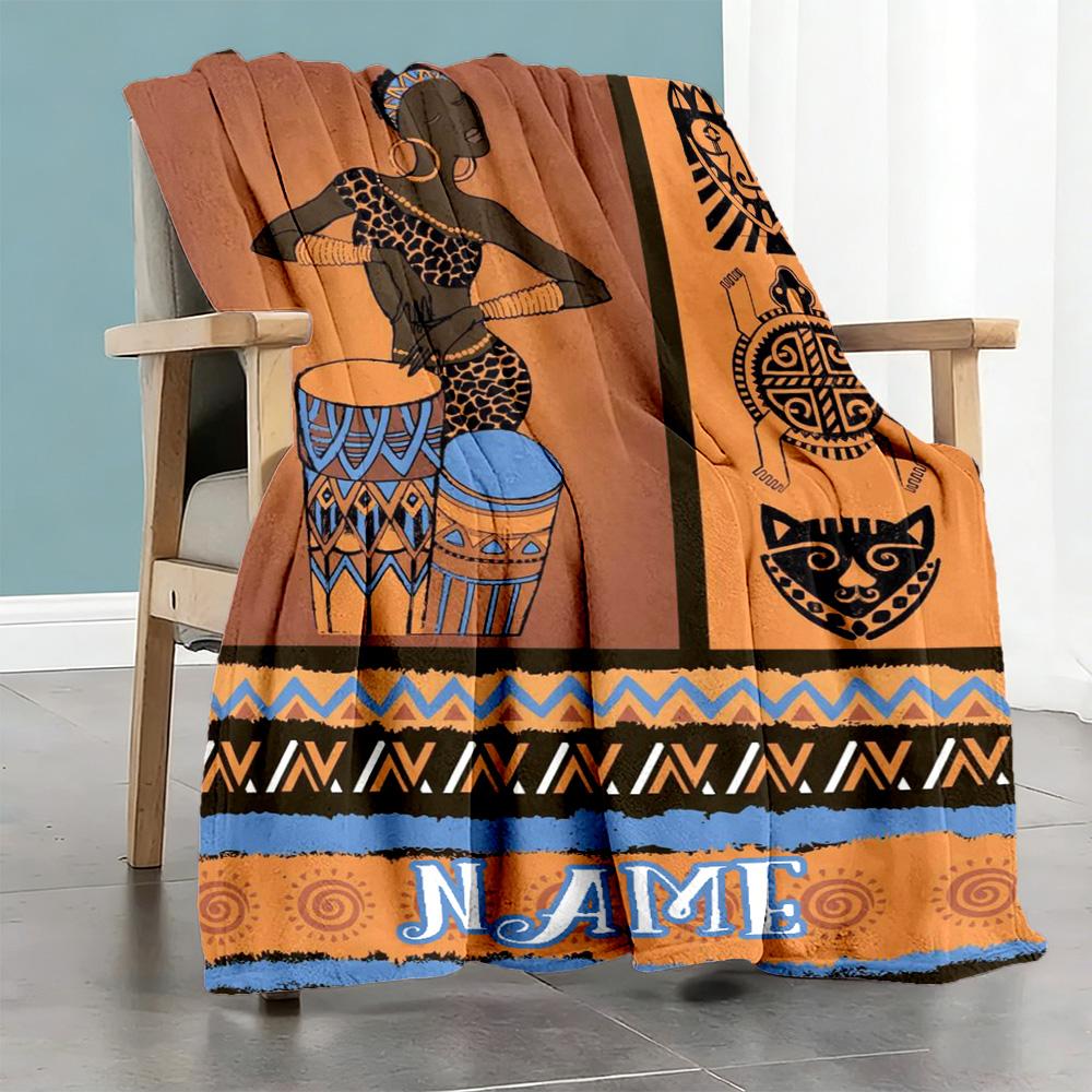 African Characteristics999 Personalized Text Blanket Multi-purpose Customizable Blanket Comfortable for Bed Nap Home Decor Office All-Season Use