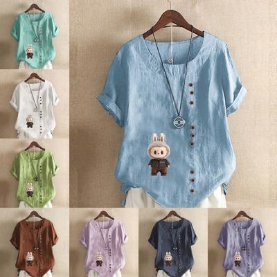 Женская модная кукольная футболка с коротким рукавом с принтом из мультфильма, свободная хлопковая рубашка, повседневная свободная летняя блузка, топы больших размеров