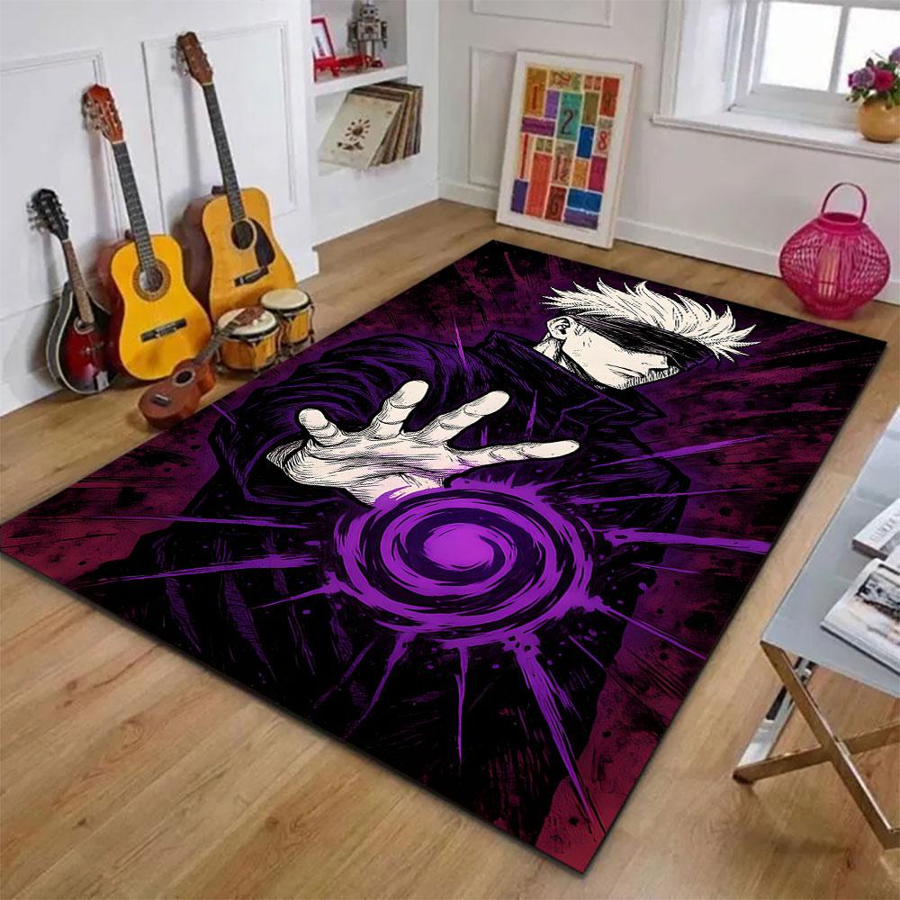 Blindfolded Warrior with Purple Energy Orb Patterned carpet, suitable as a non slip play mat for the living room and bedroom sofa