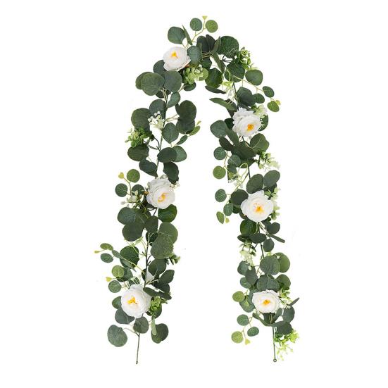 175 см искусственная розовая гирлянда с листьями эвкалипта реалистичная внутренняя и наружная подвесная искусственная цветочная лоза свадебная вечеринка весенняя каминная полка