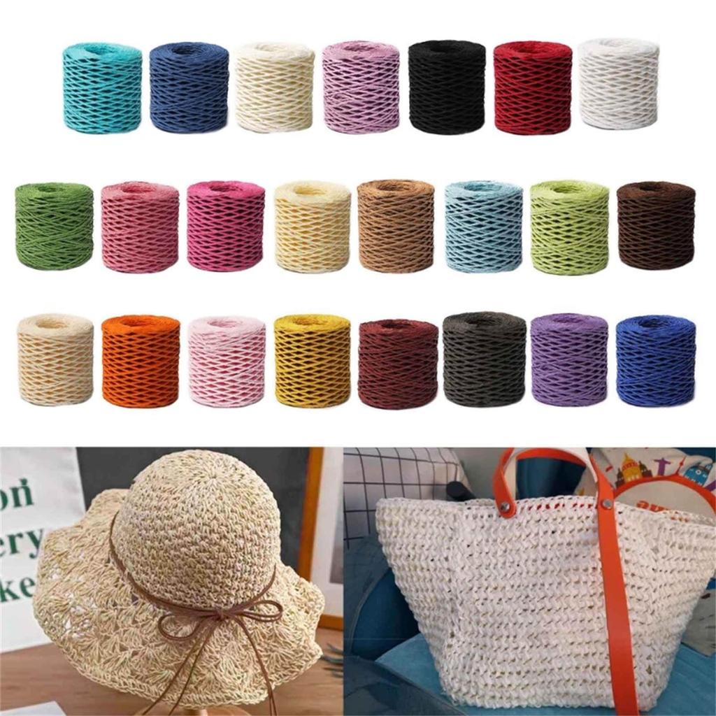 Raffia Straw Yarn DIY Knitting Material for Women Girls Cotton Raffia Yarn Crochet Summer Sun Hat Yarn Seabeach Bag Yarn