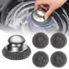 5Pc Steel Wool Scrubber With Handle Stainless Steel Cleaning Brushes Cleaning Dishes Stock Pots Pans Griddles Grills