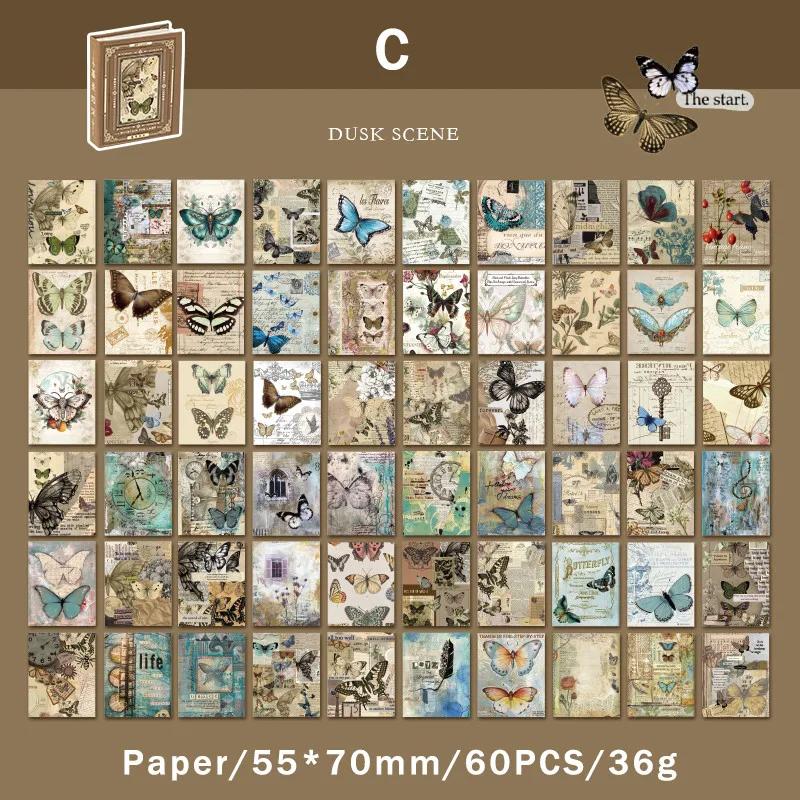 Journamm 60pcs/pack Decor Scrapbook Paper Book Flower Plant Vintage Collage Junk Journal DIY Background Craft Materials Paper