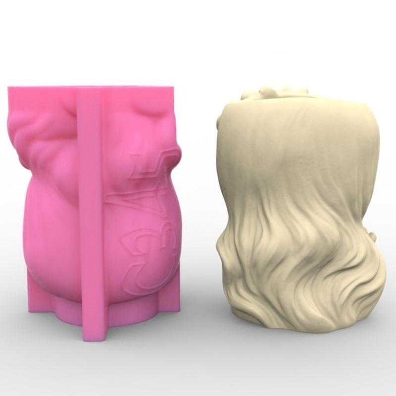 Prayer Girl Flower Silicone Mold Concrete Candlestick Resin Mould Succulent Planter Molds Craft Home Decorations