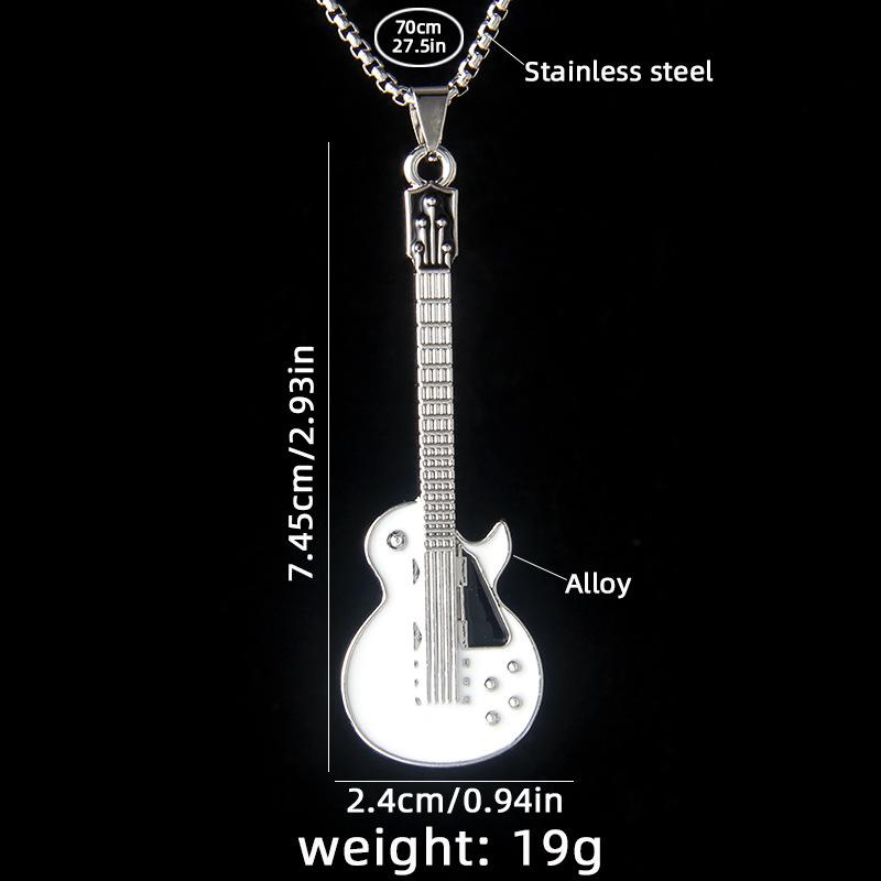 Drip guitar stainless steel necklace personality niche simple jazz rock music note long sweater chain