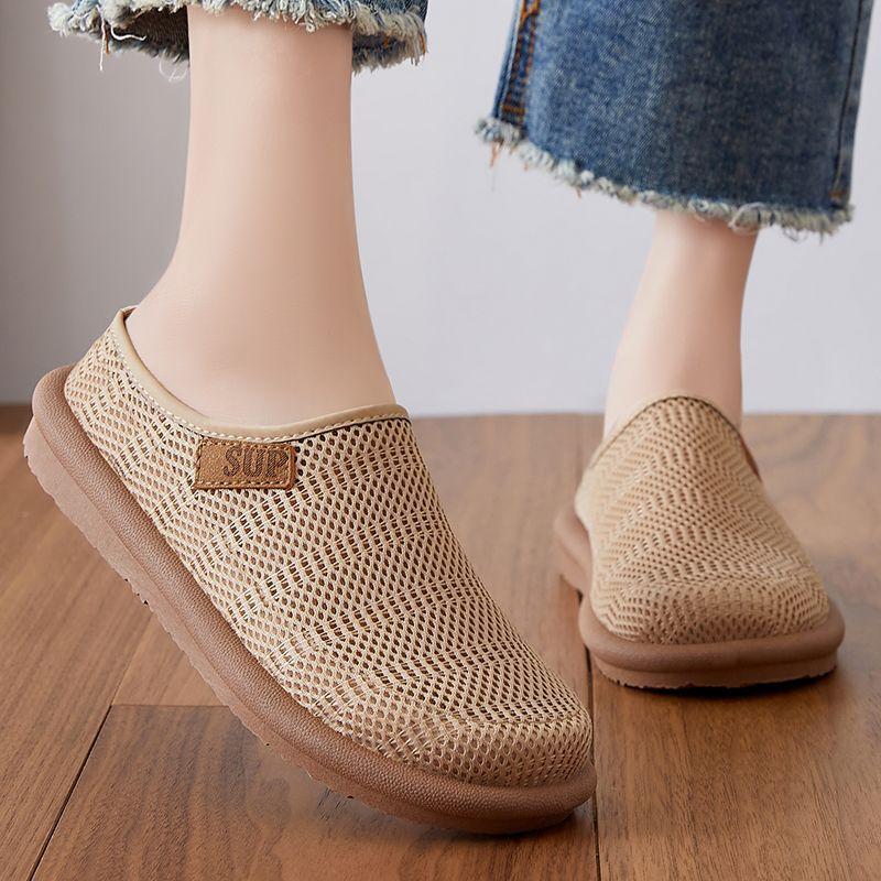Туфли женские летние сетчатые туфли с одной педалью дышащие одинарные туфли полые женские туфли полутапочки женские