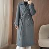 2025 A/W Women's Slimming Double-Faced Cashmere Coat - Korean Style Double-Breasted Wool Overcoat with Suit Collar