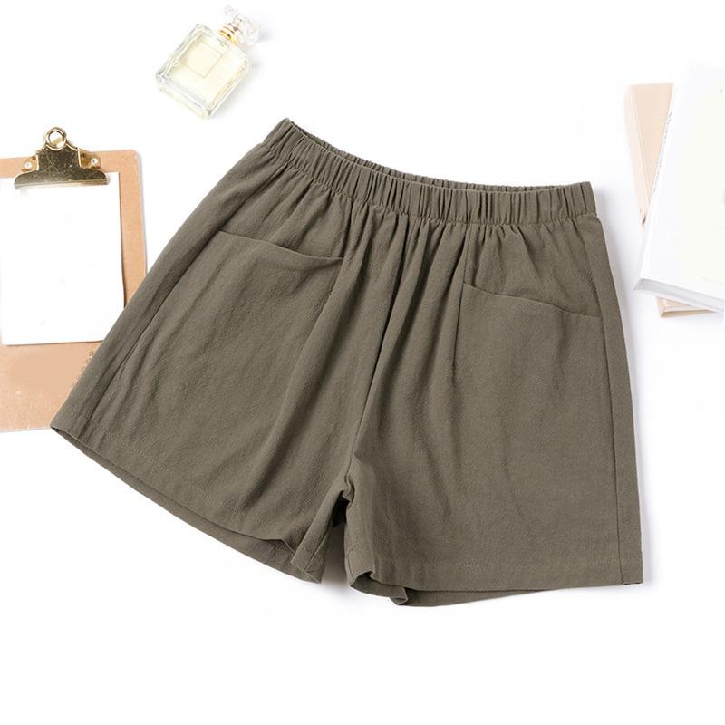 Spring and Summer New Cotton and Linen Shorts Women's Outer Wear Thin A- Shown Wide Leg High Waist Slimming Plus Size Loose Casual Shorts for Women