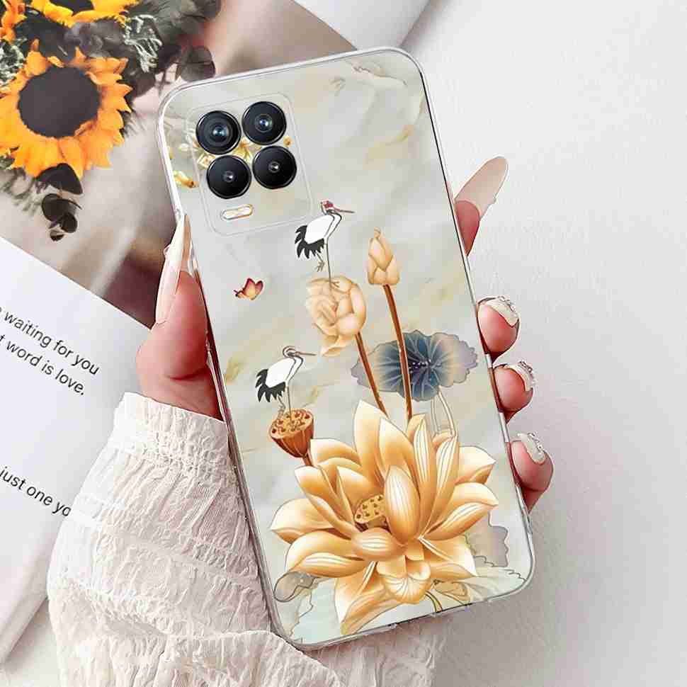 For Realme 8 4G RMX3085 Case Fashion Painted Flowers Soft Silicone TPU Cover For Oppo Realme8 realme 8 6.4" Phone Shell Bumper