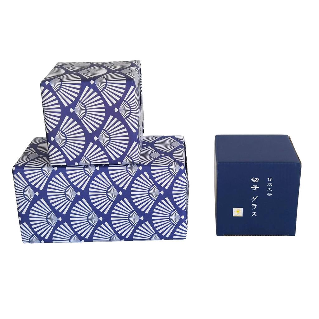 FONYUHUA Kiriko Glass Pair Old Glass Tumbler Chrysanthemum Tsunagi Pattern Dishwasher Safe Rocks Glass Shochu Glass Sake Beer Whiskey Stylish Wedding