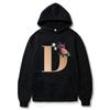 A B C D E Английский Алфавит Принт Женское Худи Женщины Новая Осень Пары Влюбленные Толстовка с Длинным Рукавом Харадзюку Повседневные Черные Топы