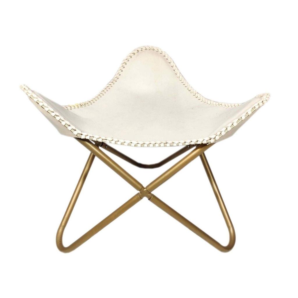 Кожаное кресло ручной работы «Бабочка» с османско-белым креслом/табуреткой для отдыха