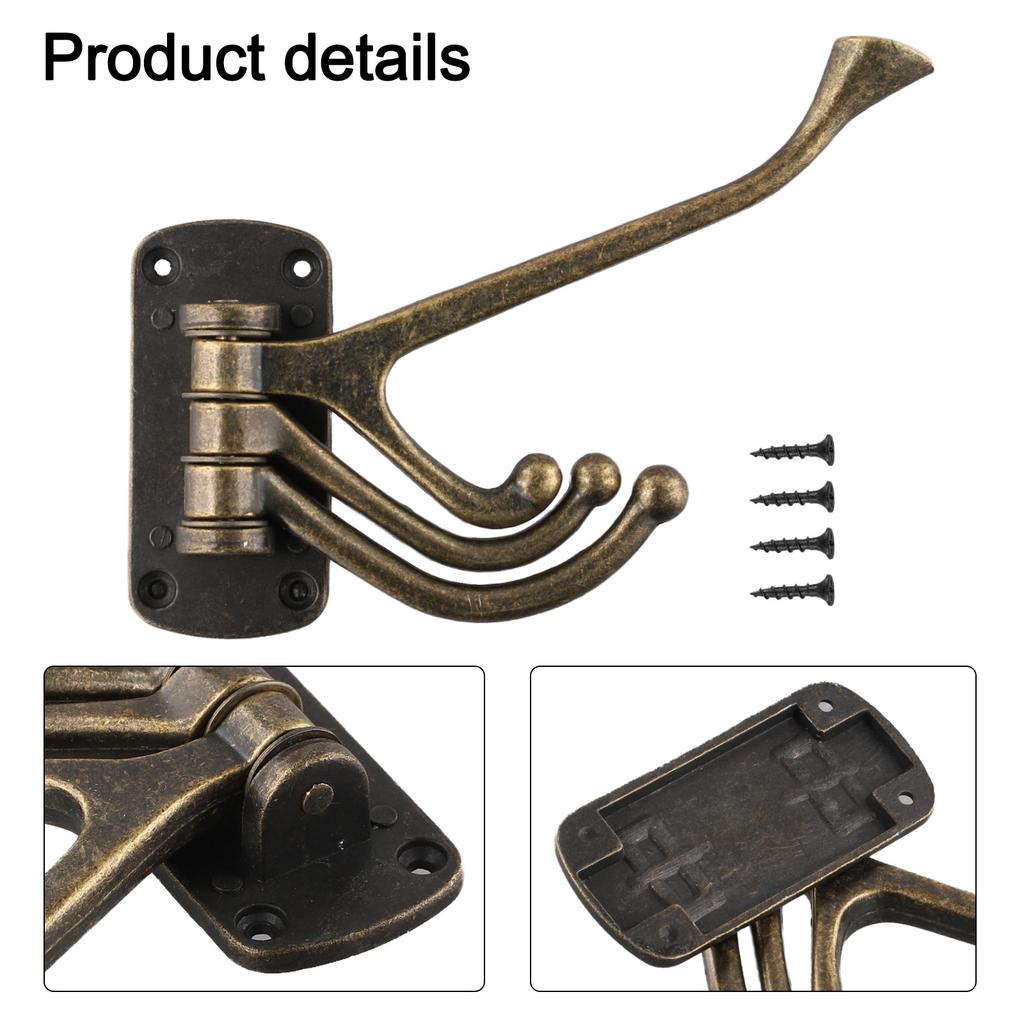 Регулируемый 3-х поворотный крючок для одежды Стильная бронзовая отделка для организации дома