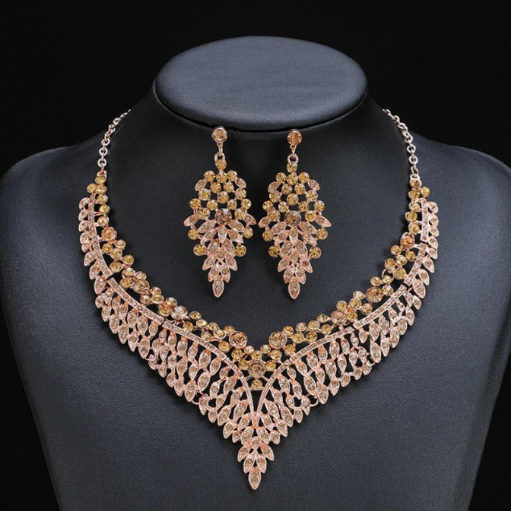 Jewelry Set Shimmering Necklace And Earrings Luxury Jewelry Set Dazzling Exquisite Design Necklace For Formal Event Party