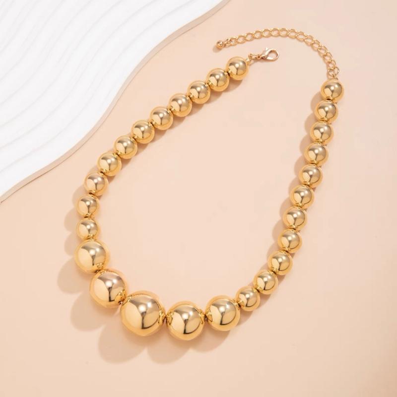 Fashionable Big Beads Chain Necklace Adjustable Choker Chains Clavicle Chain Accessory Vintage Inspired Beaded Neckchain