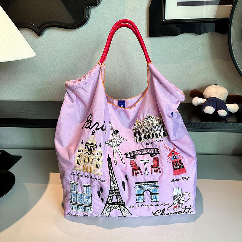Embroidery Shopping Bag Women'S Fashion Niche Large Capacity Shoulder Bag Tide