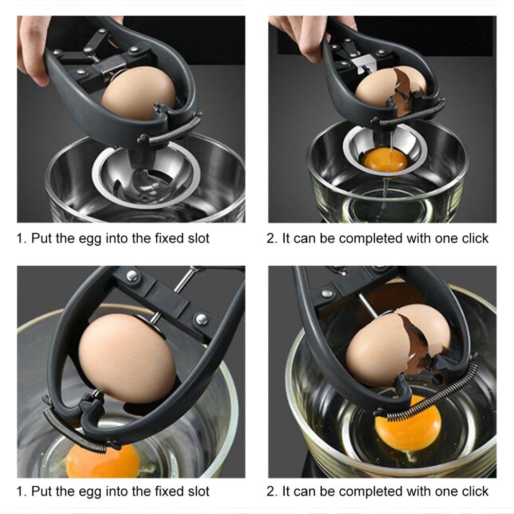 Black Egg Opener Spring Design Egg Cracker Durable Egg Separator Tool Home Cooking Baking