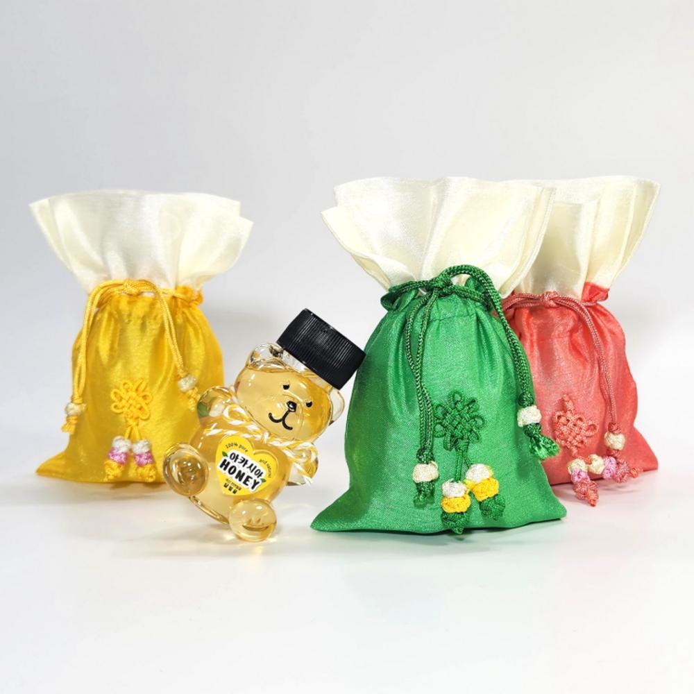 Chuseok Lunar New Year Honey Gift Set Mini Teddy Bear Honey Sticks Acacia Honey Return Gift Group Gift Lucky Pouch New Year Holiday
