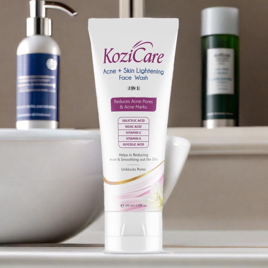 Kozicare Гель для умывания с койевой кислотой | Борьба с акне и 2% салициловой кислоты | Для сияющей кожи | Уменьшение акне и выравнивание кожи | Для женщин и мужчин - 100 мл