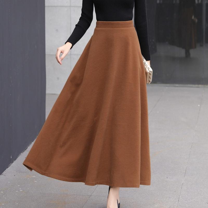 Шерстяная юбка средней длины Tooxika, длинная юбка с высокой талией и большим подолом, утолщенная юбка-трапеция, юбка-зонтик