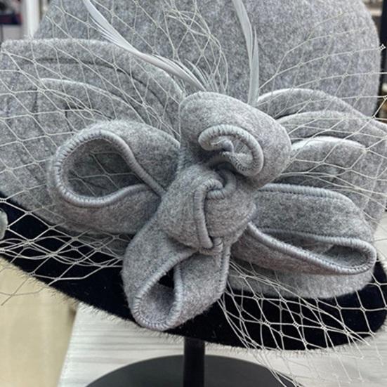 Женская зимняя шерстяная шляпа однотонная с сетчатым бантом декор шляпа-ведро осень зима для активного отдыха путешествий