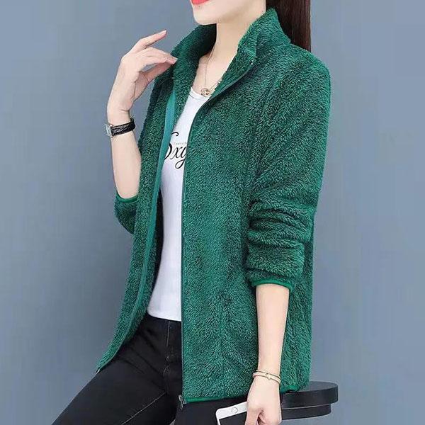 Double Sided Fleece Coat Women's Short Large Size Coral Velvet Autumn and Winter Thickened Warm Fleece Coat Women's Sweater