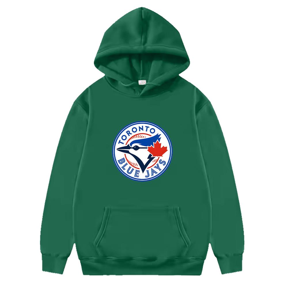 Худи с логотипом бейсбольной команды Toronto Blue Jays Модные свитшоты Осень Зима Худи-пуловер Свободные Одежда в стиле High Street Спортивная одежда