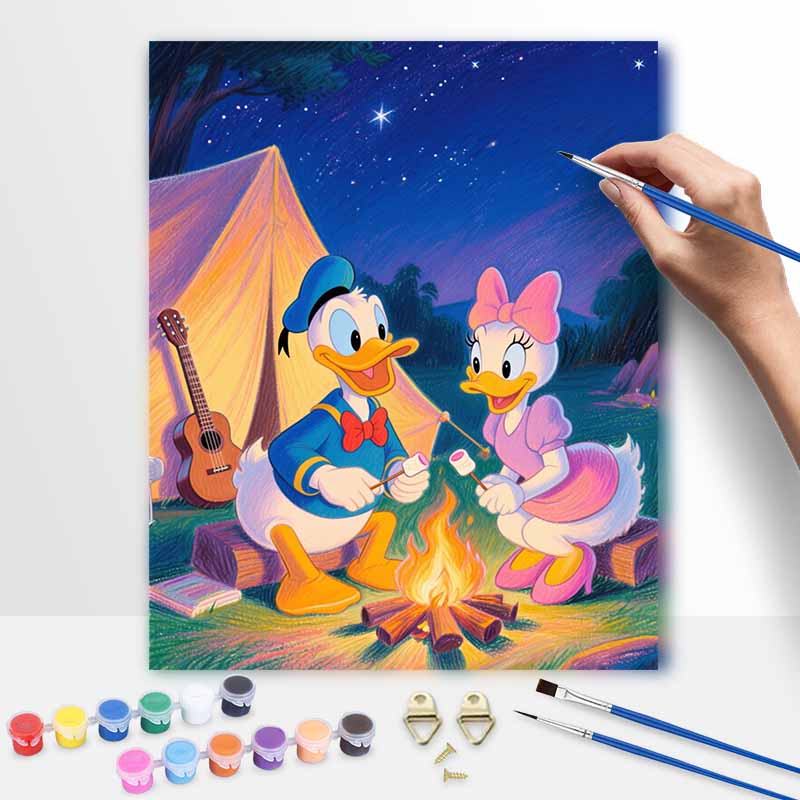 Disney Дональд Дак и Дейзи Дак ночная кемпинговая ночь масляная живопись по номерам набор для рисования ручная работа DIY домашний декор подарок