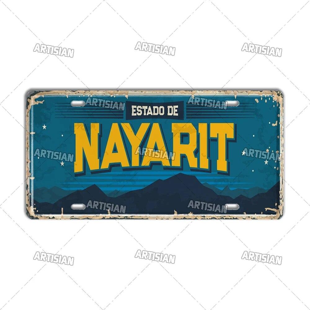MEXICO License Plate Landmark Metal Tin Plaque City Metal Sign Wall Decor Garage Bar Pub Club Hotel Cafe Kitchen Home