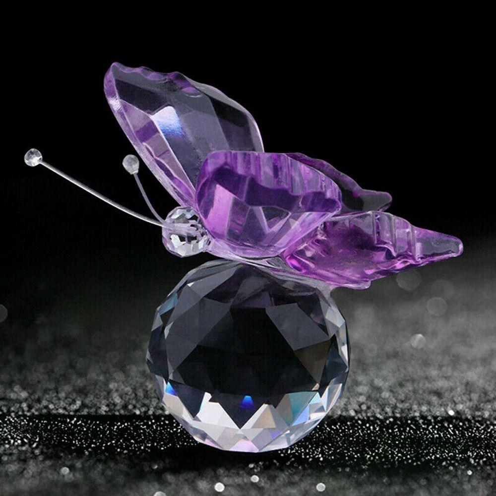 Table Ornaments Collection Glass Miniature Crystal Butterfly Figurine Crystal Ball Glass Craft