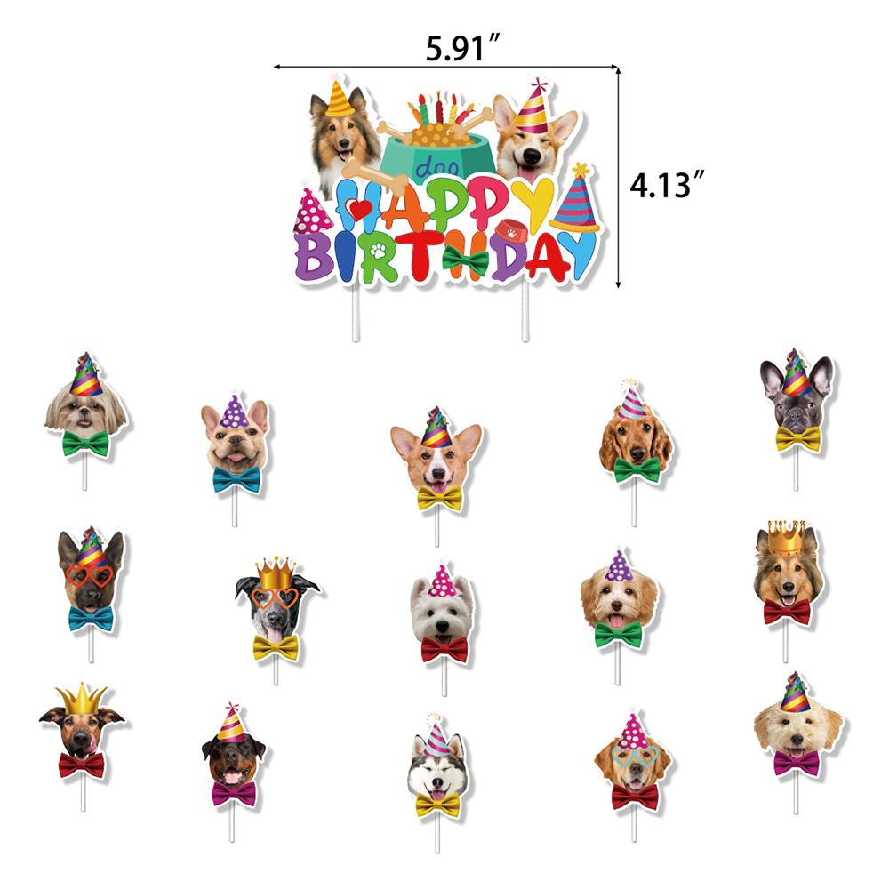 40 шт. Новые принадлежности для вечеринки по случаю дня рождения собаки включают топперы для торта, воздушные шары, баннеры с собаками
