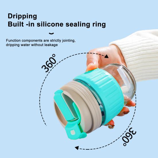 350 мл Дорожная кружка Защита от ожогов Герметичное силиконовое кольцо Термостойкая Нескользящая Крышка Защита от протечек Пить воду Портативная Стеклянная