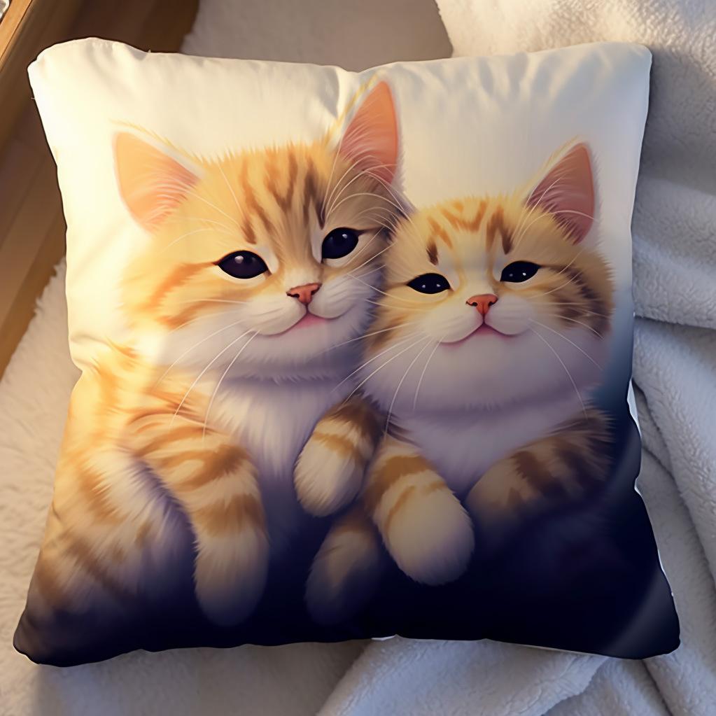 Simple Cute Kitten Pillow Cartoon Sofa Bedside Cushion Car Office Nap Cushion Cat Pillow