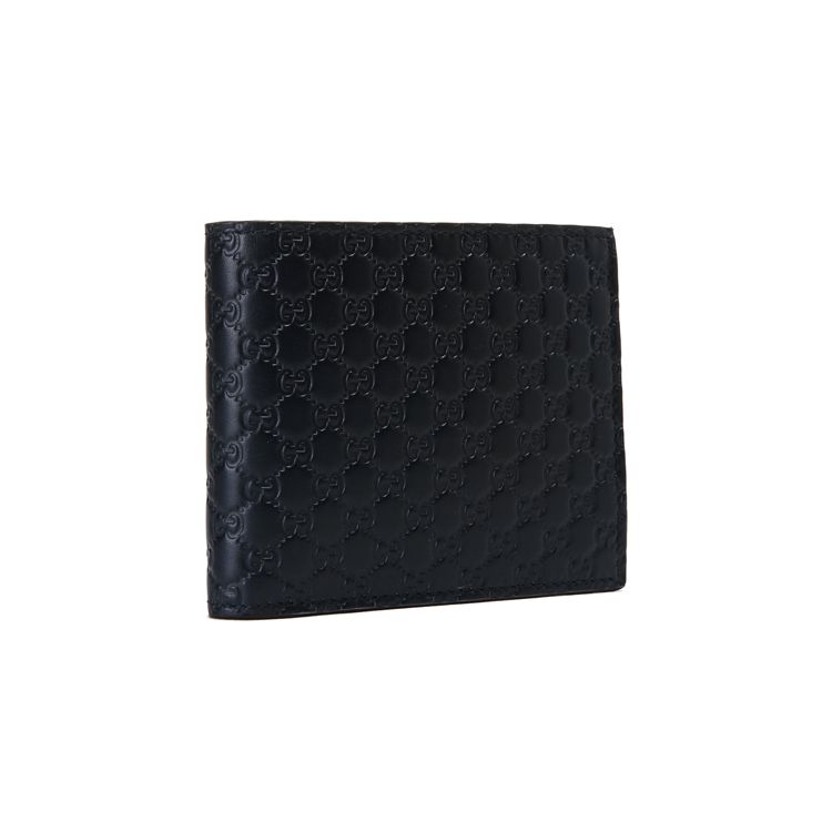 Gucci Vintage Logo Embossed Short Double Fold Leather Wallet Men Wallet Navy-Blue 260987-BMJ1N-4009