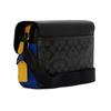 Coach Track 27 Classic Monogram Color Block Interior Zipper Leather Messenger Bag Men bags Black Blue C6649-QBTIM