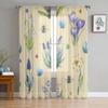 Spring Flower Pattern Tulle Window Curtain For Living Room Bedroom Voile Sheer Curtains Kitchen Treatments Drapes