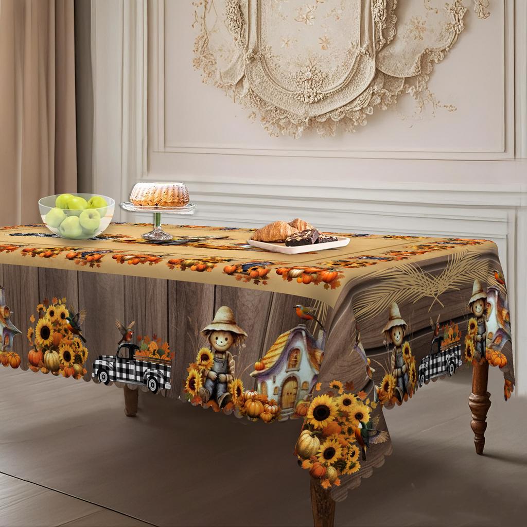 Скатерть с изображением тыквы и подсолнухов в пасторальном стиле, водонепроницаемая и маслостойкая скатерть для обеденного стола, чехол для журнального столика, прямоугольная декоративная скатерть для ресторана