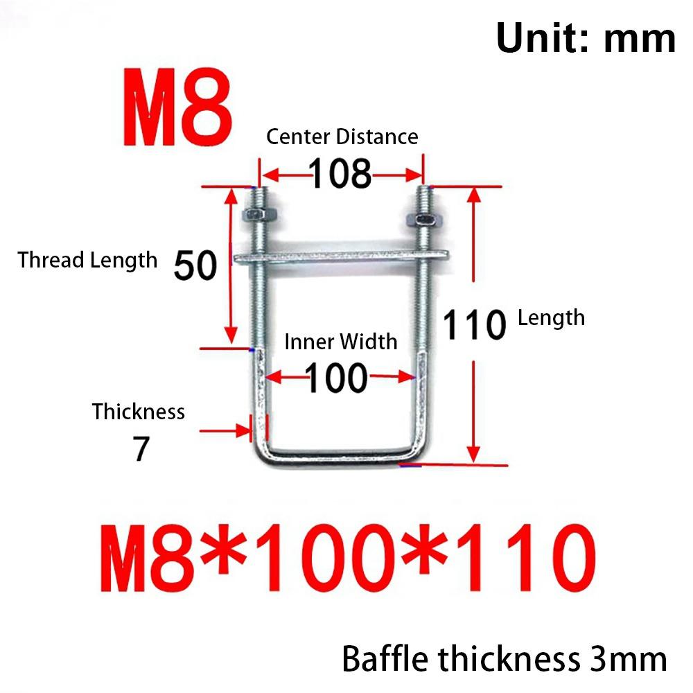 1 шт. с перегородкой U-образный хомут Оцинкованная углеродистая сталь Q235 Квадратный болт для квадратной трубы