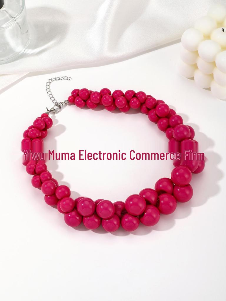 Bohemian Double-Layer Resin Red Coral Necklace for Women