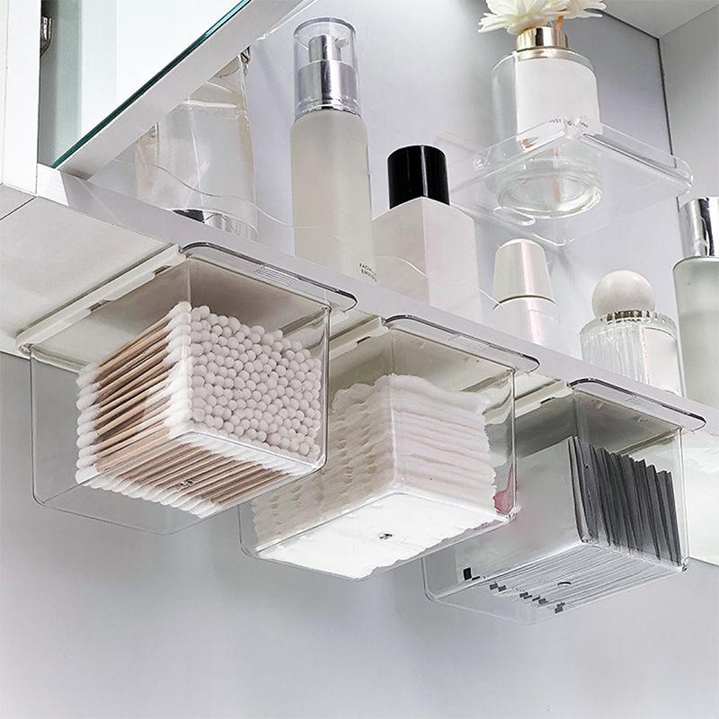 Прозрачная ватная палочка для макияжа в ванной комнате, выдвижной ящик для хранения вещей в стиле ящика для хранения под зеркальным шкафом