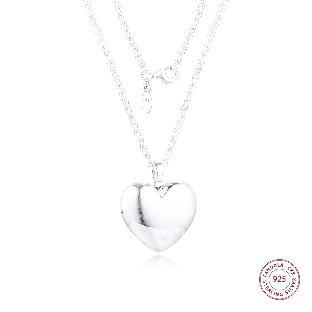 Original 925 Sterling Silver Clear CZ Love Locket Pendant Necklaces For Women S925 Fine Jewelry Mother Gift With Chain Collares