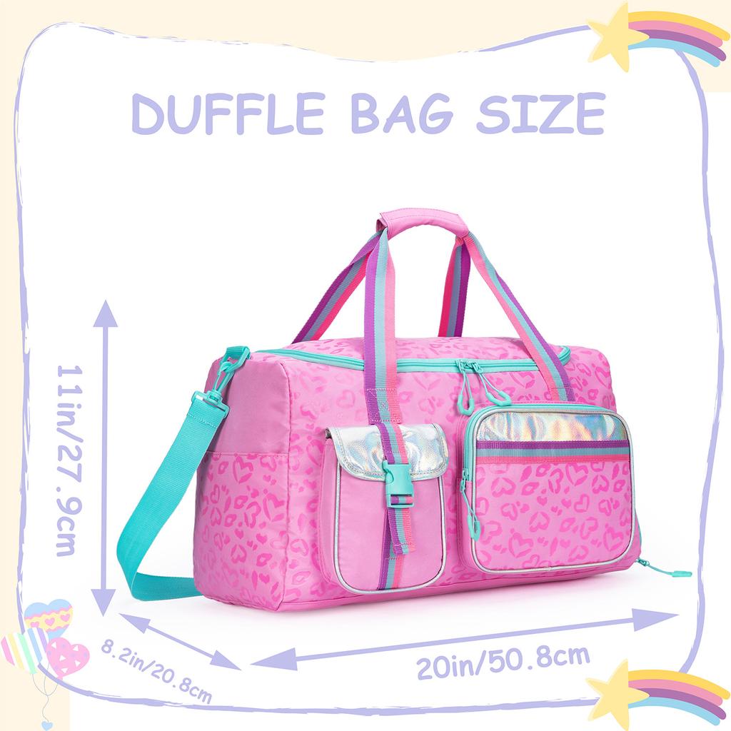 Kids Duffle Bag Girls Women Travel Bag Gifts Overnight Bag for Girls Women Tote Sleepover Bags for Girl Gym Dance Bags with Shoe