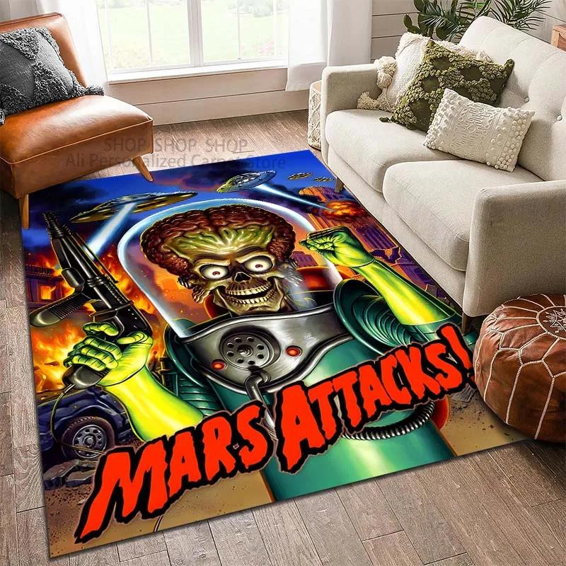 15 Sizes Movie Mars A-Attacks Printed Carpet for Living Room Bedroom Sofa Home Decor Non-slip Floor Mat Modern Carpet