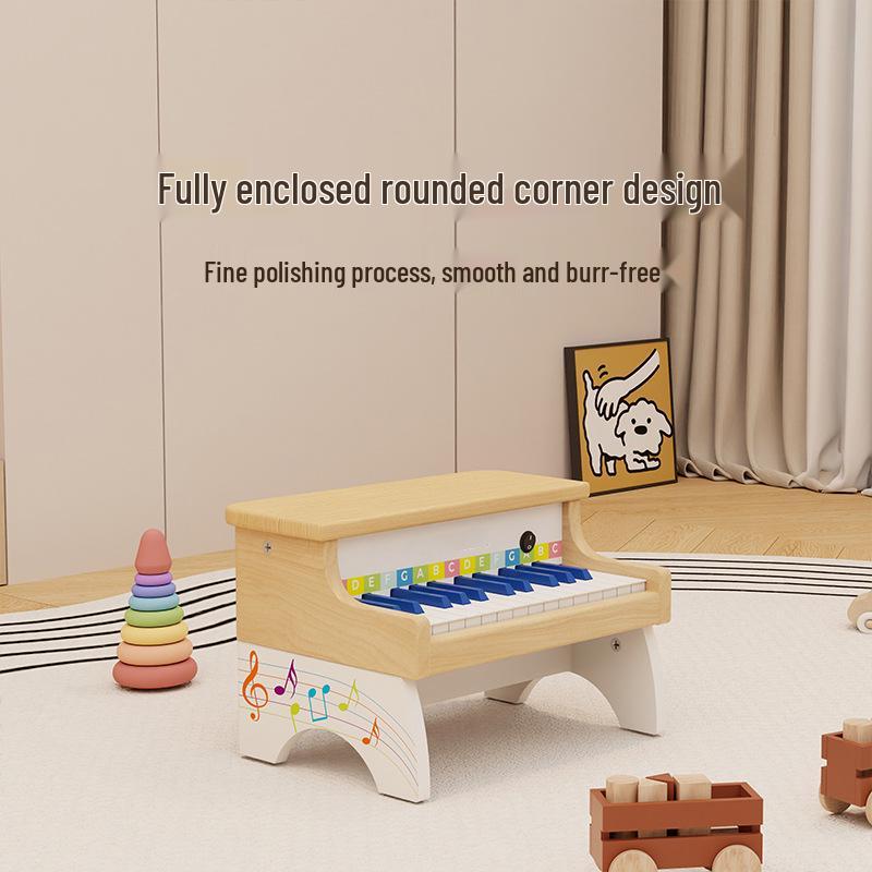 Solid Wood 25-Key Children's Piano Toy: Beginner Electronic Keyboard for Boys & Girls