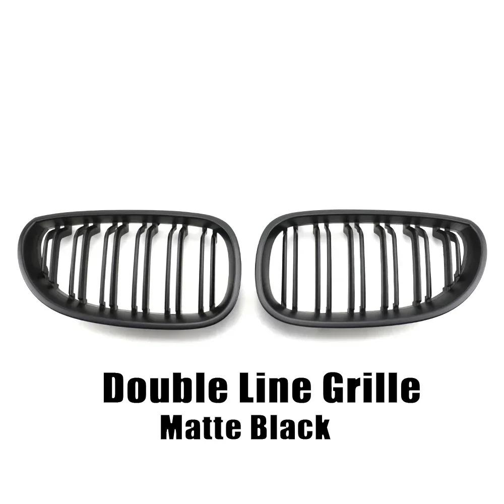 Front Bumper Chrome Diamonds Style Hood Grilles For BMW 5 Series E60/E61 2004-2009 Single Line Style Slat Grilles