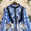 Весна Осень Женские Винтажные Принты Шифон Кружева Лоскутное Короткие Платья Для Вечеринок